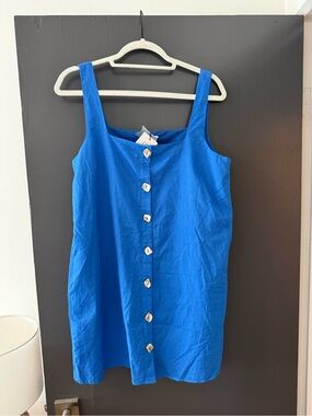 Marine Blue Shell Button Front Mini Dress from Revolve BNWT